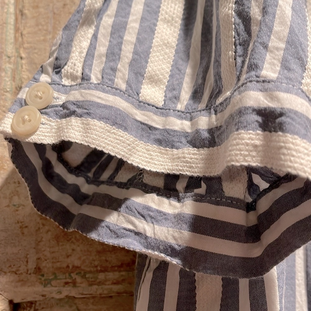 NWOT Madewell Plaza Button-Front Shirt in Stripe /3X, Blue & White/ - Picture 3 of 6
